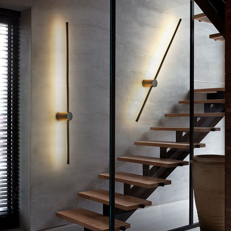 Linearer Schatten Metall Wandleuchte moderner Stil Multi -Leuchten Wandmontage Licht in Schwarz