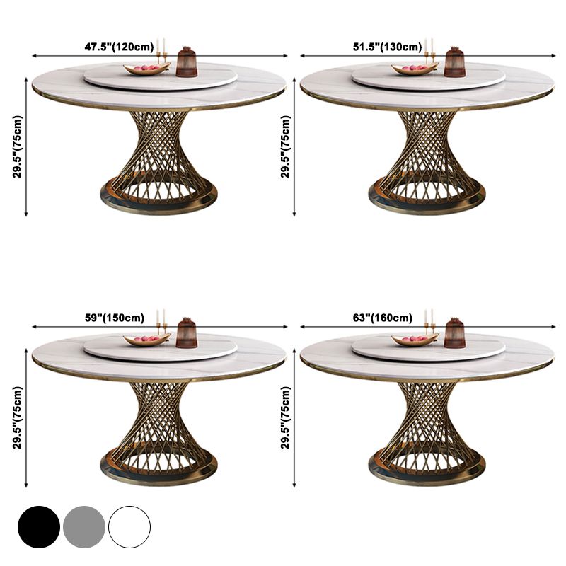 Metal Traditional Luxury Round Indoor Table Sintered Stone Table with Pedestal
