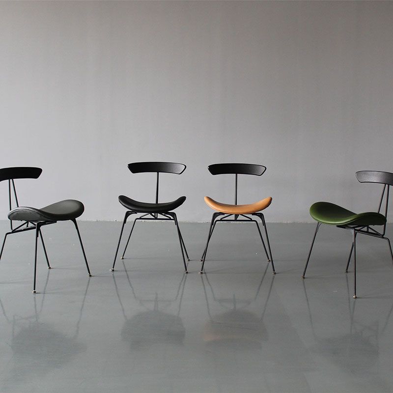 Silla lateral tapizada industrial para comedor, acabado mate, parte trasera abierta, silla de comedor