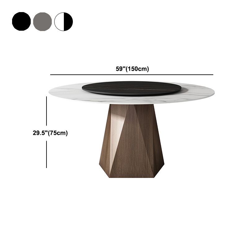 Stone Top Dining Table Contemporary Dining Table with Brown Pedestal Base