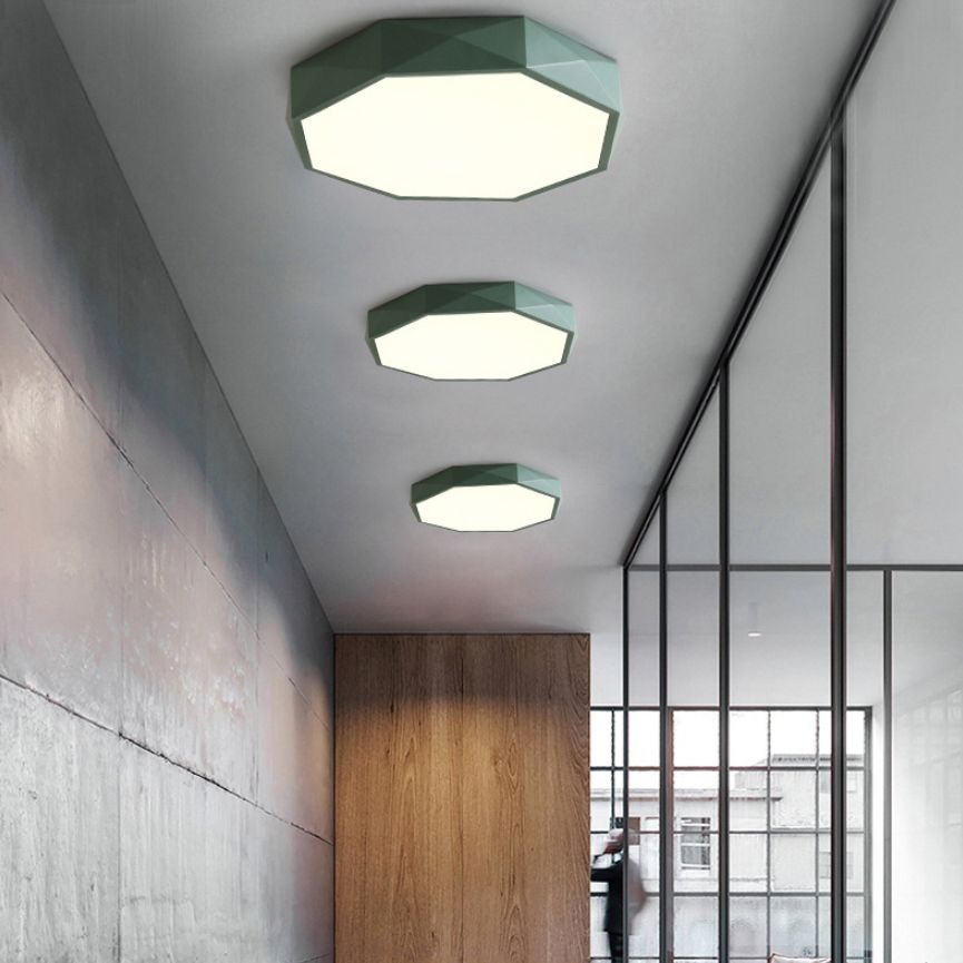 Acrylic Octagon Flush Ceiling Lighting Fixtures Modern Style 1-Light Flush Mount Light