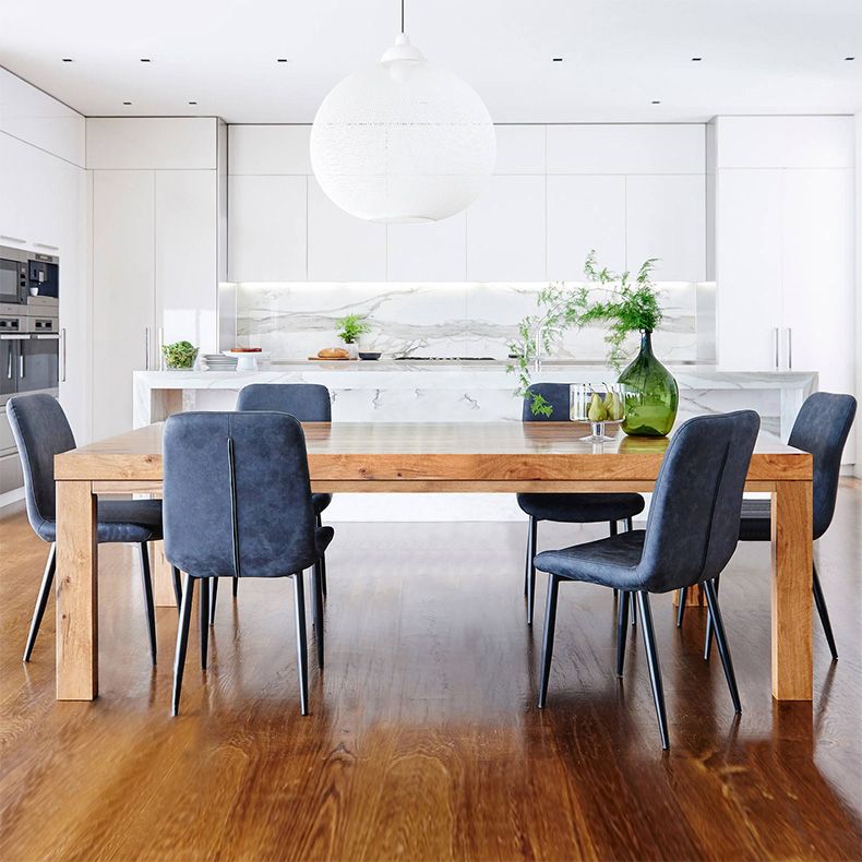 Modern Solid Wood Khaki Dining Table Rectangle Kitchen Dining Table with 4 Legs Base