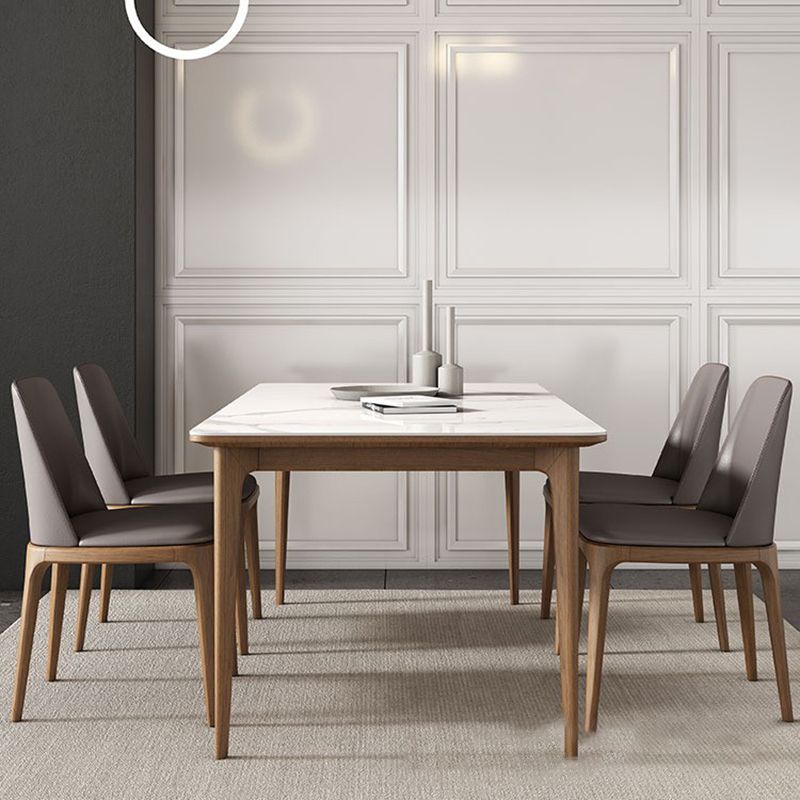 Modern Style Sintered Stone Dining Set Wood 1/3/4/5/7 Pieces Dining Set for Dining Areas