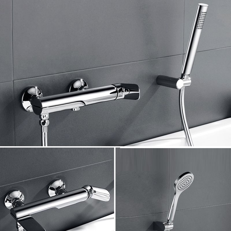 Contemporary Wall Mounted Copper Freestanding Tub Filler Single Handle Faucet