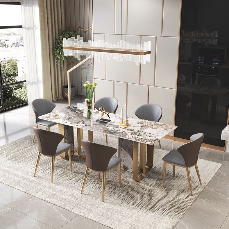 Luxury Sintered Stone Dining Set Rectangle 1/3/4/5/6/7/9 Pieces Dining Table with Chairs