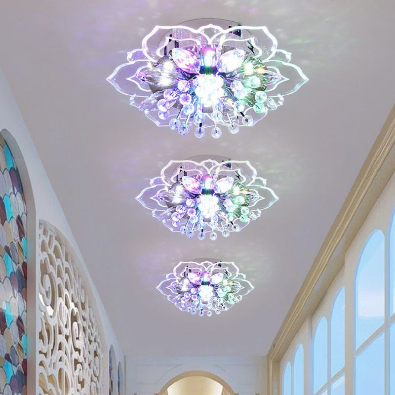 Blossom Crystal Flush Ceiling Light Contemporary Clear LED Flush Mount Lighting Fixture