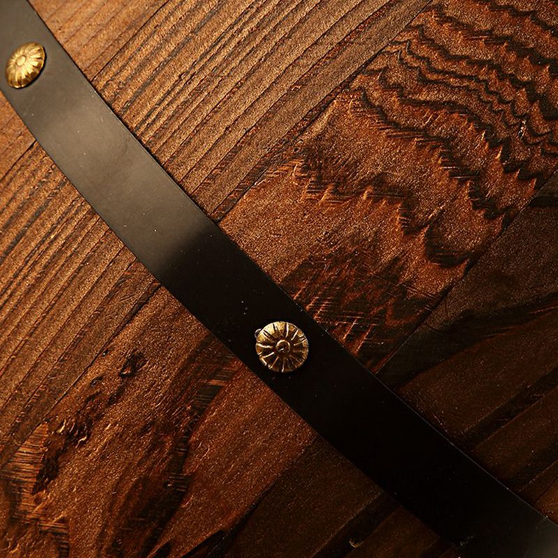 Wooden Wine Barrel Pendant Light Fixture Rustic 1-Light Brown Suspension Lighting for Bistro