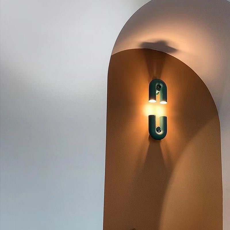 Modernism 2-Light Polished Wall Mounted Sconce Metallic Unique Wall Light