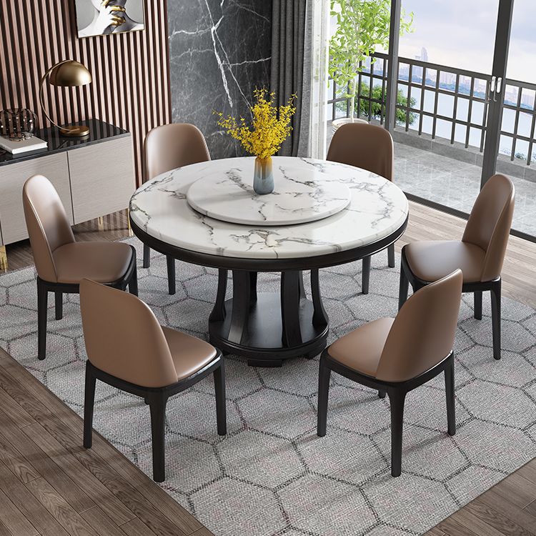 Mesa redonda del sitio de comedor sencille muebles de mármol con base de pedestal