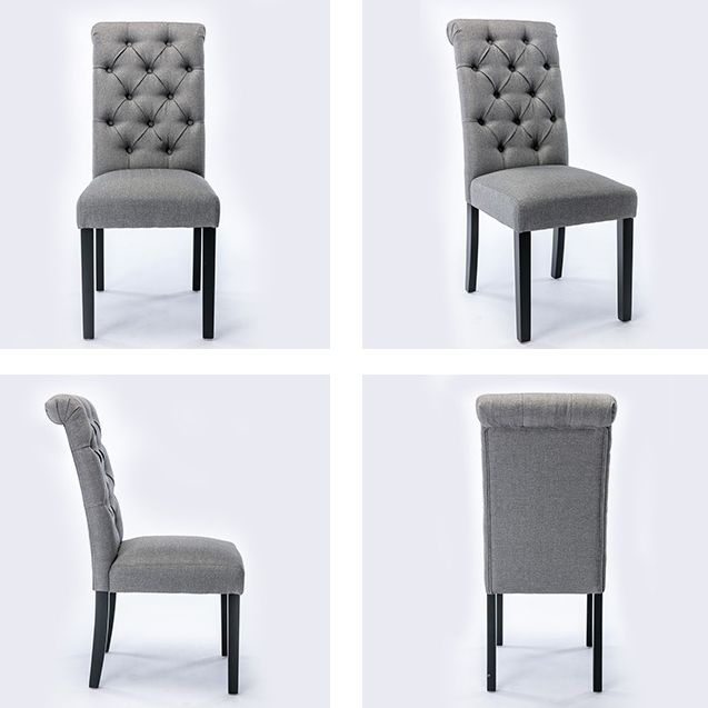 Modern Solid Back Kitchen Dining Side Chair with Black Wood Legs Dining Side Chair
