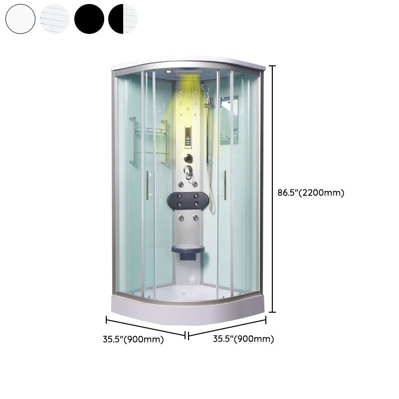 Tempered White Shower Kit Framed Double Sliding Rounded Shower Stall