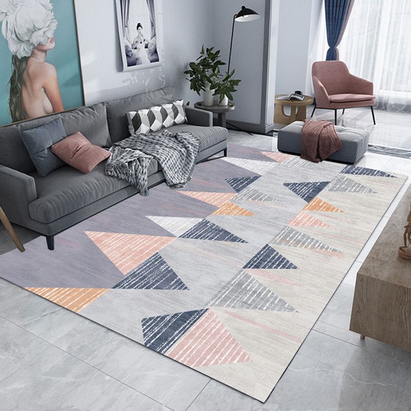 Minimalism 3D Geometric Printed Rug Multicolor Polyester Rug Washable Anti-Slip Backing Stain Resistant Rug for Great Room