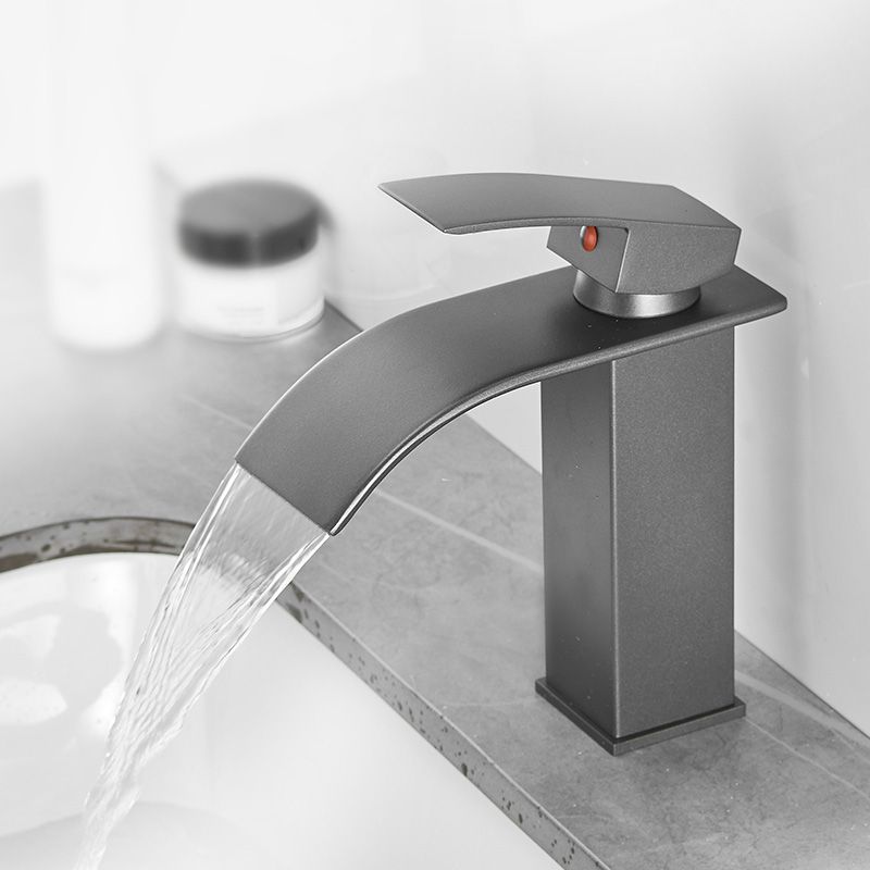 Modern Bathroom Sink Faucet Waterfall Spout Lever Handle Brass Sink Faucet