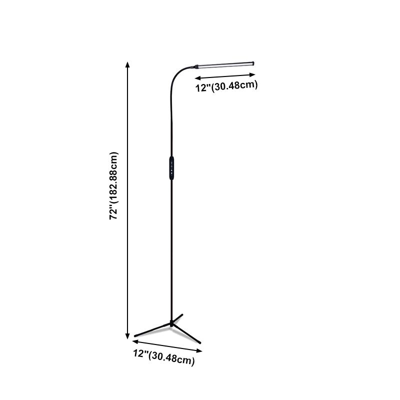1 Light Linear Floor Lamps Modernism Metal Standard Lamps in Black for Living Room