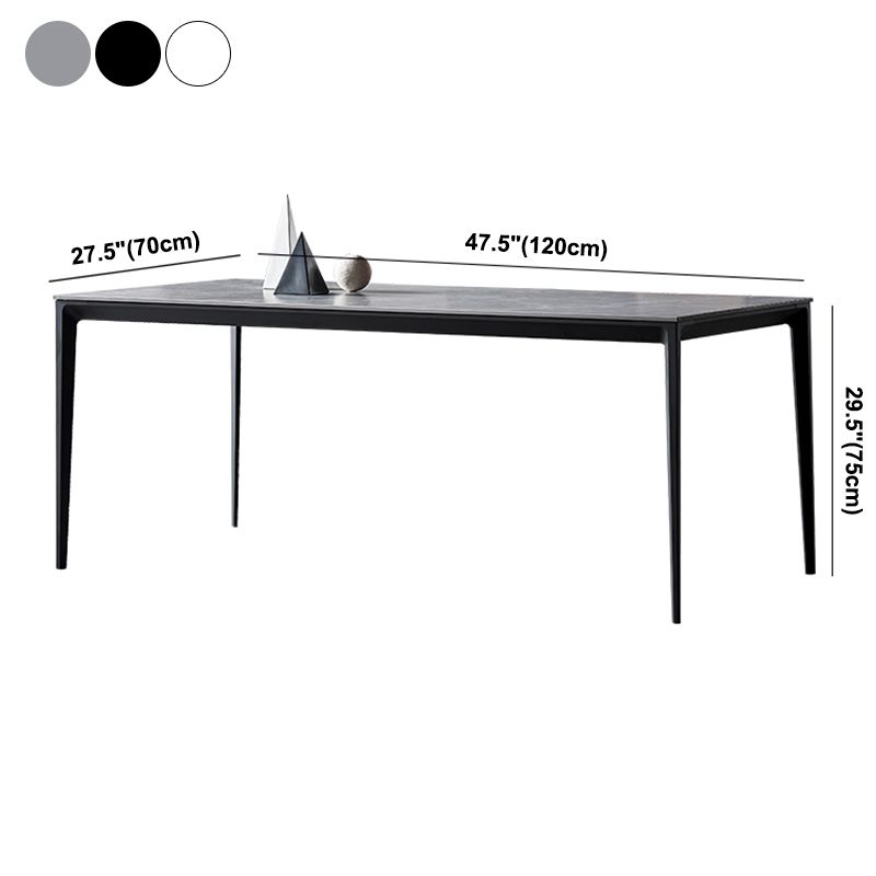 Industrial Style Sintered Stone Dining Table Aviation Aluminum Base Rectangle Table for Home