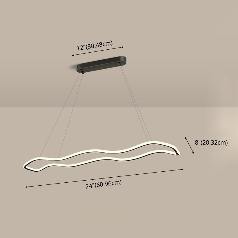 Metal Linear Island Lighting Modern Island Lighting 1 Light Pendant Lighting in White