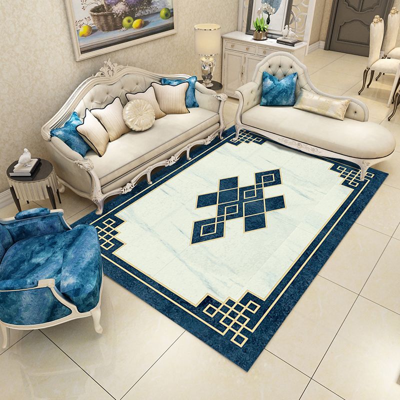 Multi Colored Contemporary Rug Polyster Geometric Print Indoor Rug Non-Slip Backing Pet Friendly Area Carpet for Living Room