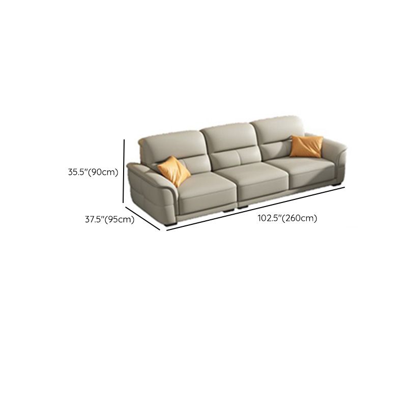 Ultra-Modern Genuine Sofa with Pillow Back and Rolled Arm in Wood