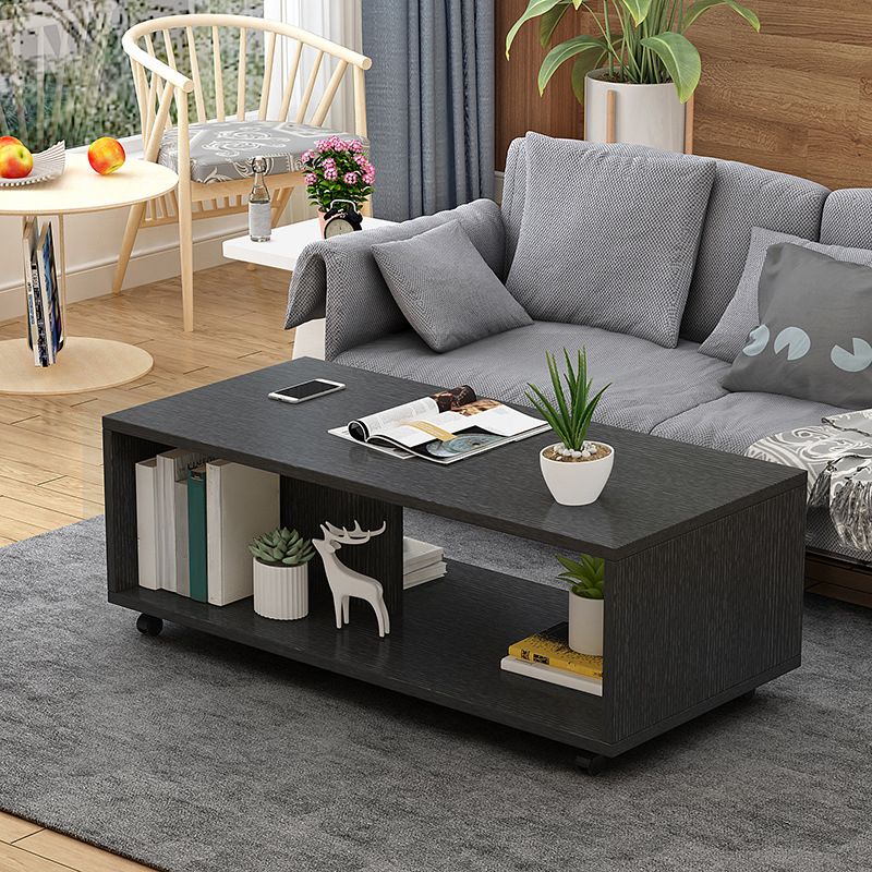 Modern 1 Single Coffee Table Sheet Material Cocktail Table with Casters