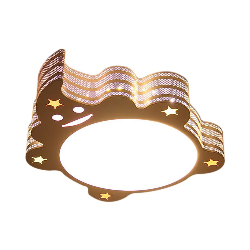 Cartoon Lovely Flush Mount Light Acrylic Metal White LED Ceiling Lamp for Game Room Kid Bedroom