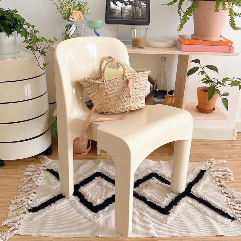 Modern Plastic Side Chair Open Back Armless Chair for Dining Room