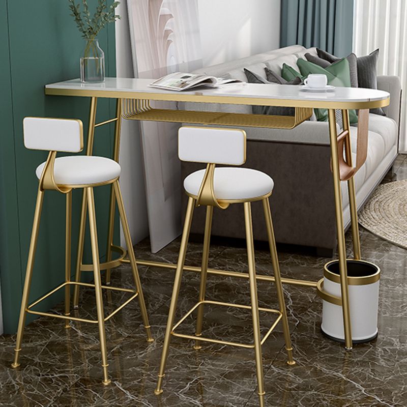 Traditional Luxury Stone Bar Table Bistro Bar Desk with Trestle Base