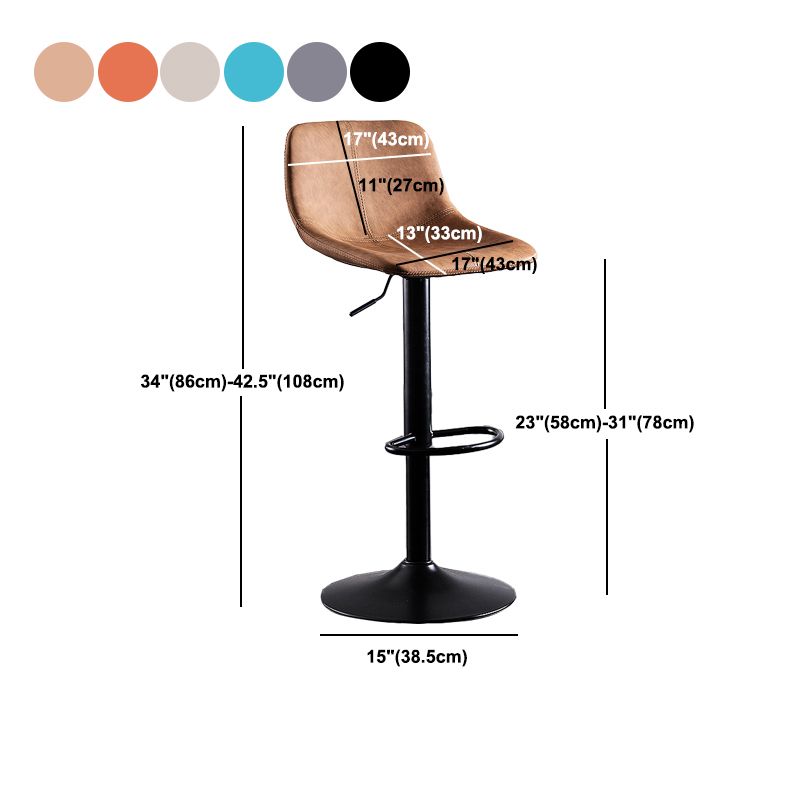 Contemporary Metal Barstool Low Back Faux Leather Barstools in Matte Finish Home