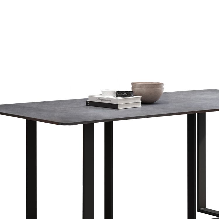 Mesa de estilo simplicidad rectángulo de piedra sinterizada mesa de comedor de base de pedestal doble para el hogar