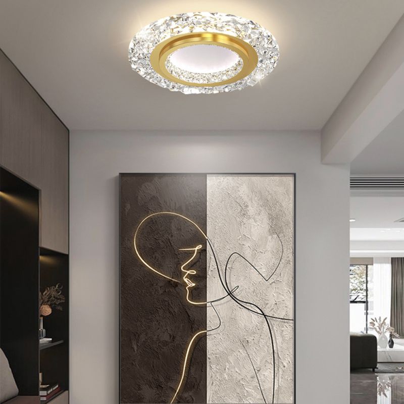 Circular Flush Mount Fixture Modern 1 Light Flush Light for Living Room