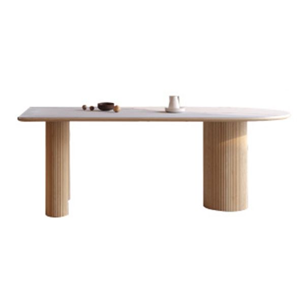 Stone Top Dining Table Traditional Luxury Dining Table with 3 Wood Legs