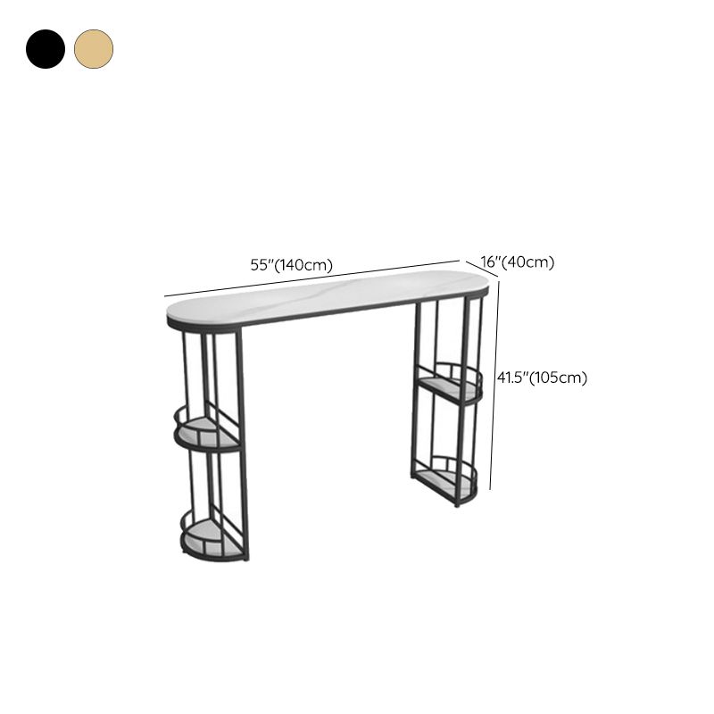 Modern Stone Ellipse Bar Table Storable Table for Living Room