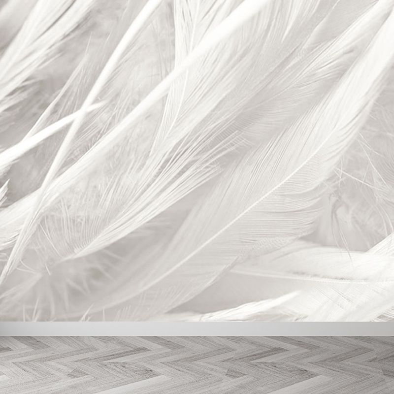 Stacked Bird Feather Mural Wallpaper Contemporary Non-Woven Texture Wall Covering
