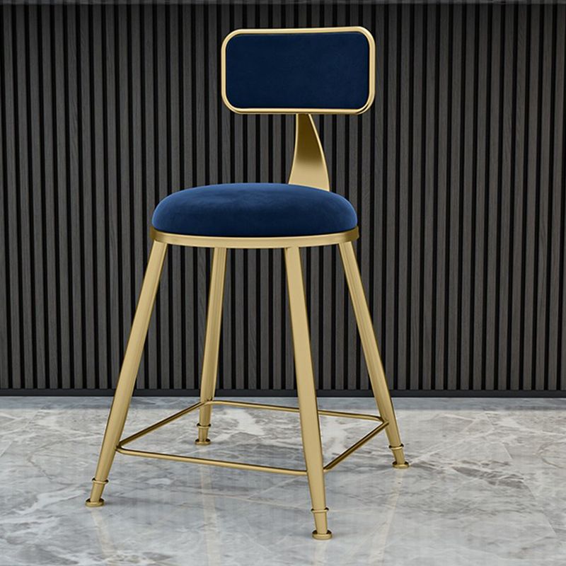 Glam Metal Upholstered Barstool Indoor Bar Stool With Cushion and Iron Legs