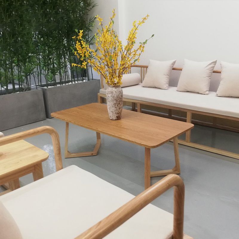Modern Wooden Rectangular Coffee Table Cocktail Table in Natural