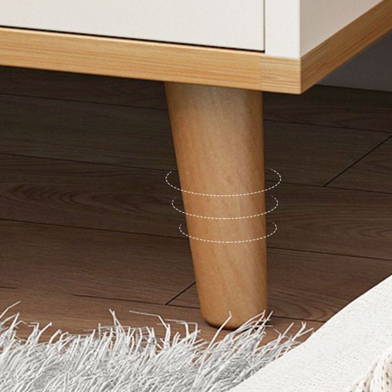 Wooden Accent Cabinet Grooves Handle Design Storage Cabinet with Drawer