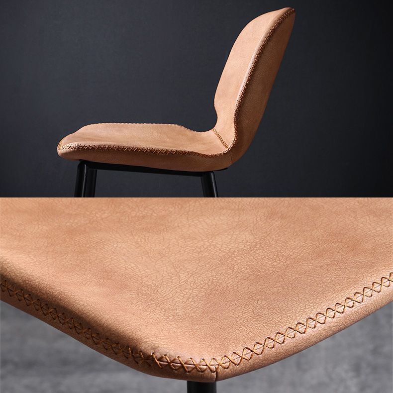 Scandinavian Matte Finish Leather Barstool Footrest Living Room Stool