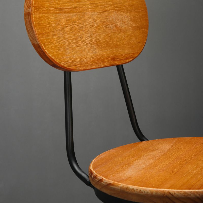 Solid Wood Dining Stool Industrial Adjustable Height Bar Stool with Footrest