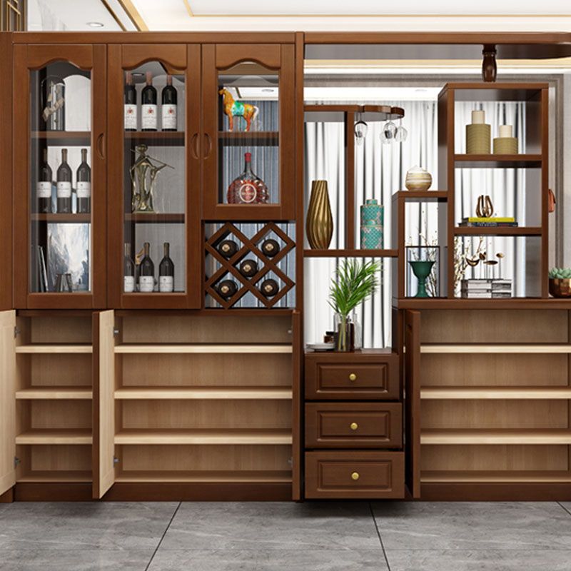 Solid Wood Shelves Included Modern Accent Cabinet for Living Room