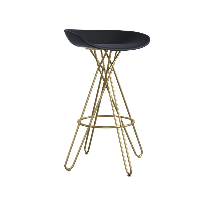 Glam Footrest Plastic Barstool Matte Finish Restaurant Stool