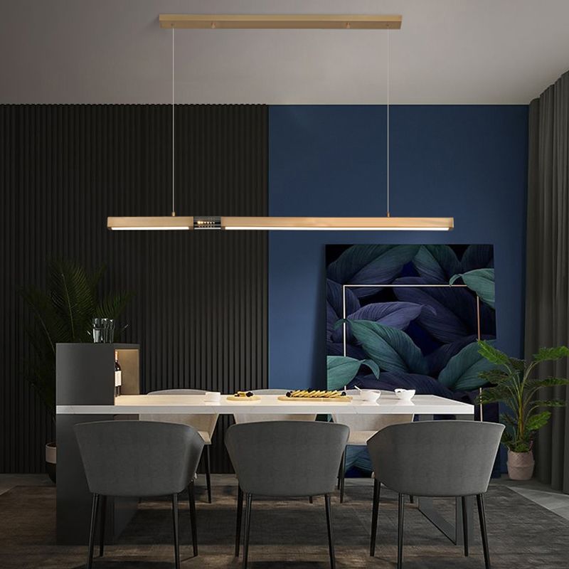 Linear Island Lighting Fixtures Contemporary Metal Island Ceiling Light for Dining Room