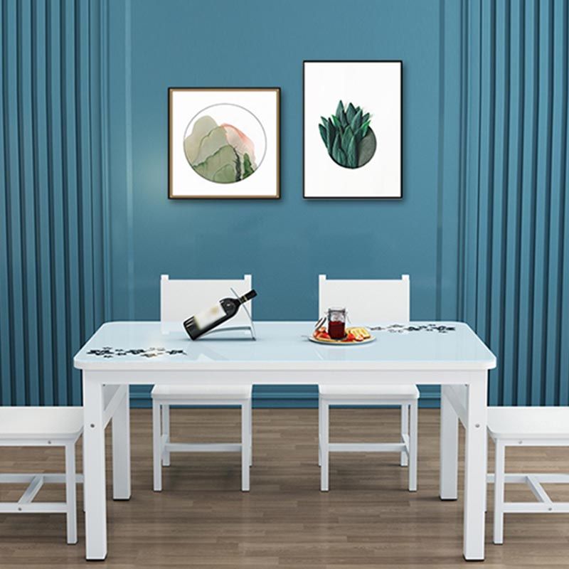 Modern White in Glass Counter Table Rectangle Dining Table for Kitchen