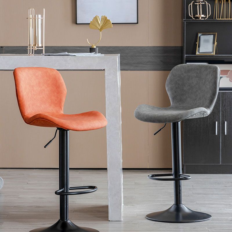 Contemporary Swivel Adjustable Height Stool Matte Finish Leather Barstool