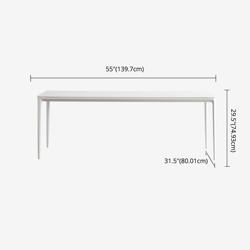 Modern White Sintered Stone Dining Set Standard Rectangle Dining Table Set with 4 Legs Base