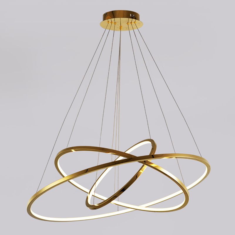 Multi-Layer Living Room Pendant Chandelier Metal LED Modern Hanging Light Kit in Gold