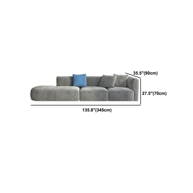 Gray Velvet Sofa with Chaise 68.9 " D Square Arm Sofa with Pillows
