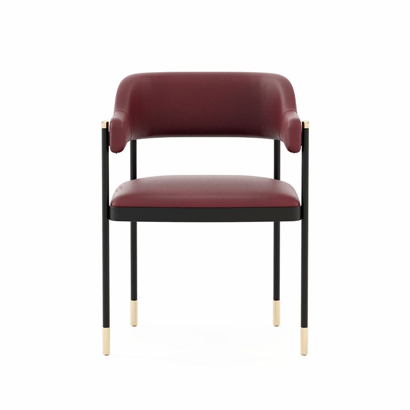 Silla de comedor tapizada de metal con respaldo abierto de estilo moderno para interiores (juego de 2)