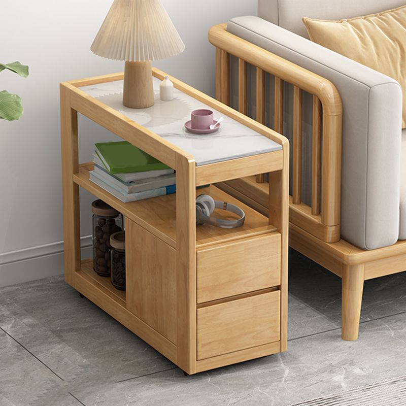 27.6" W x 11.8" D x 24.4" H End Slide Table Wood Rectangular Shape Corner Table