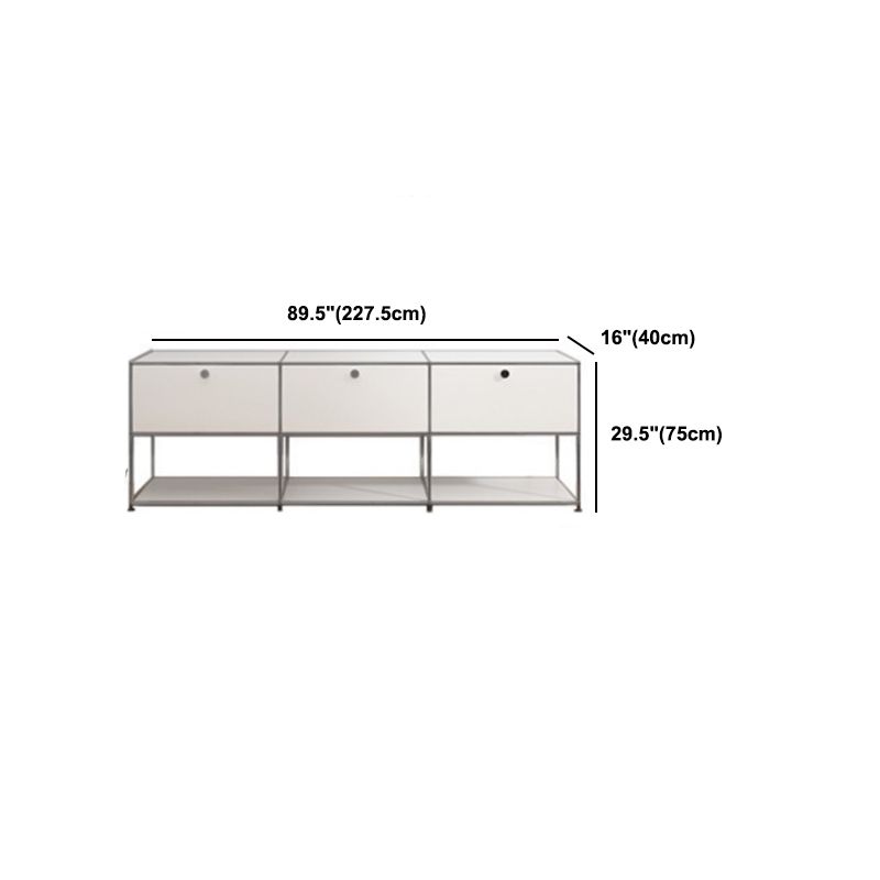 White Metal Sideboard with Drawers Modern Indoor Dining Buffet