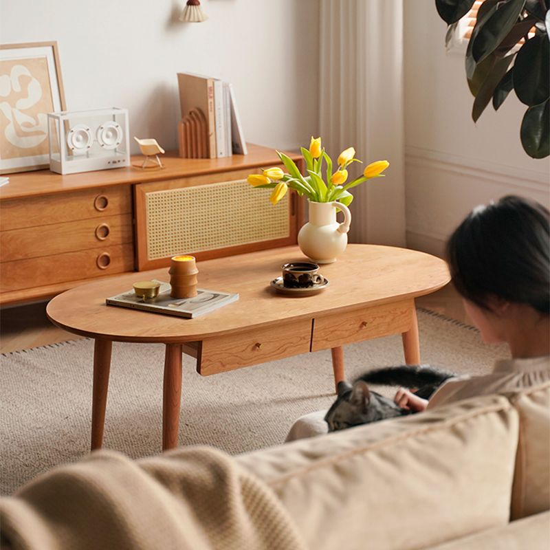 23" Wide Contemporary Cocktail Table Storage Oval Coffee Table