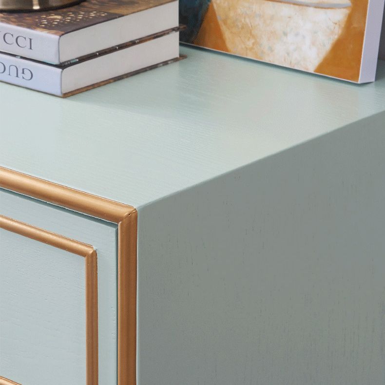 Mid-century Modern Wooden Chest in Blue Rectangle Accent Chest with Drawers